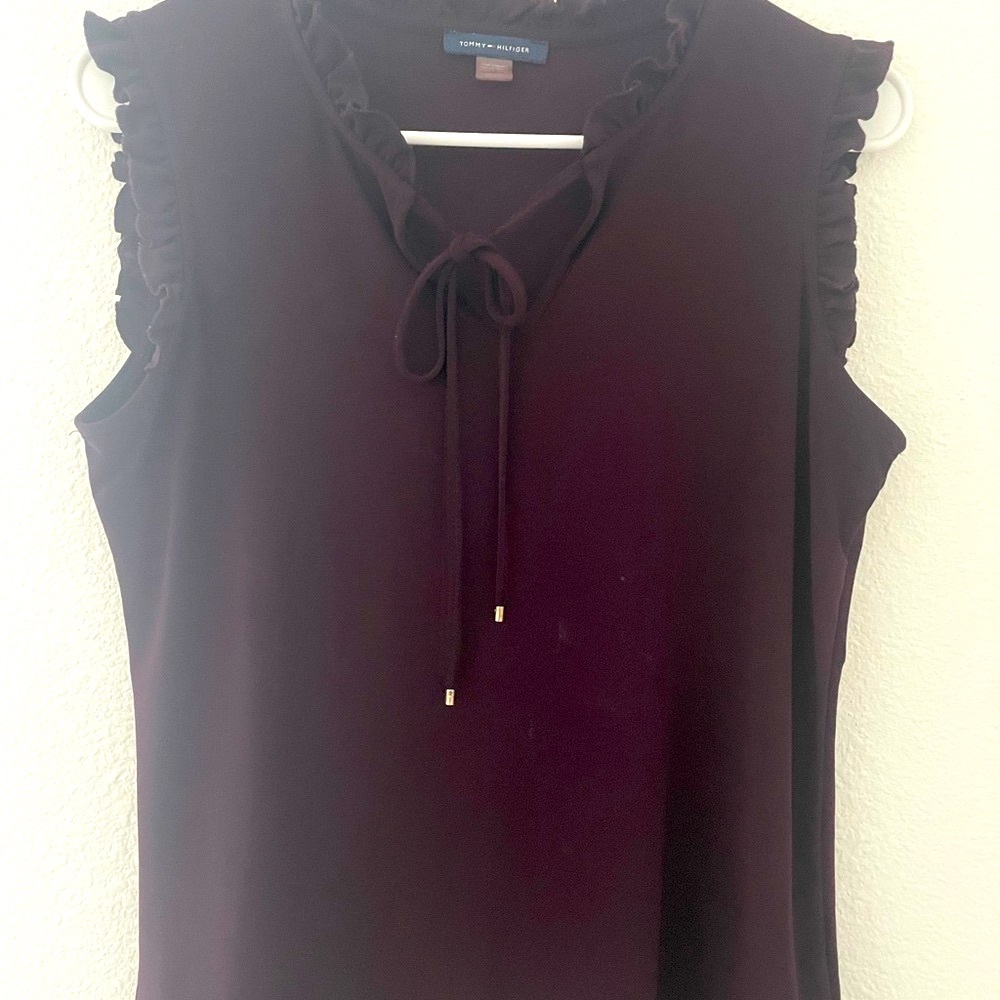 Tommy Hilfiger Deep Brown Ruffle Blouse